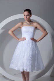 Strapless Satin and Lace Knee Length Dress