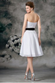 Chiffon Strapless Short Dress with Sash