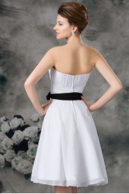 Chiffon Strapless Short Dress with Sash