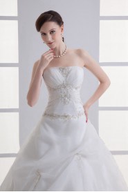 Organza Strapless Ball Gown with Embroidery