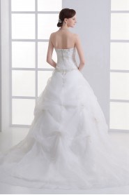 Organza Strapless Ball Gown with Embroidery