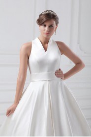 Satin V-Neck Ball Gown