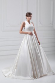 Satin V-Neck Ball Gown