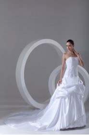 Satin Scoop Ball Gown with Embroidery