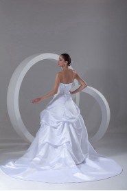 Satin Scoop Ball Gown with Embroidery