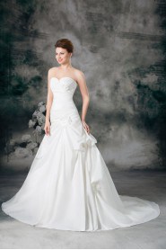 Satin Sweetheart Ball Gown with Embroidery