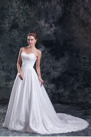 Taffeta A Line Gown with Embroidered Bodice