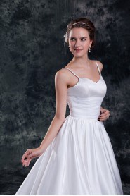 Taffeta A Line Gown with Embroidered Bodice