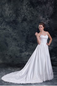 Taffeta A Line Gown with Embroidered Bodice