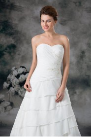 Chiffon Sweetheart A Line Gown with Embroidery