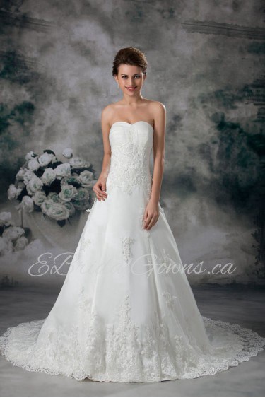 Net Sweetheart A Line Gown with Embroidery