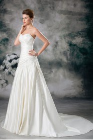 Satin Sweetheart A Line Gown with Embroidery