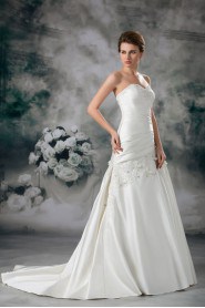 Satin Sweetheart A Line Gown with Embroidery