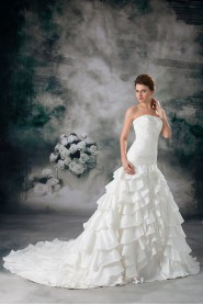 Taffeta Strapless A Line Gown with Embroidery