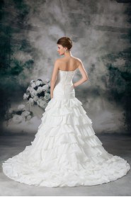 Taffeta Strapless A Line Gown with Embroidery