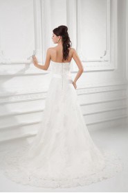 Satin and Net Strapless A Line Gown with Sash