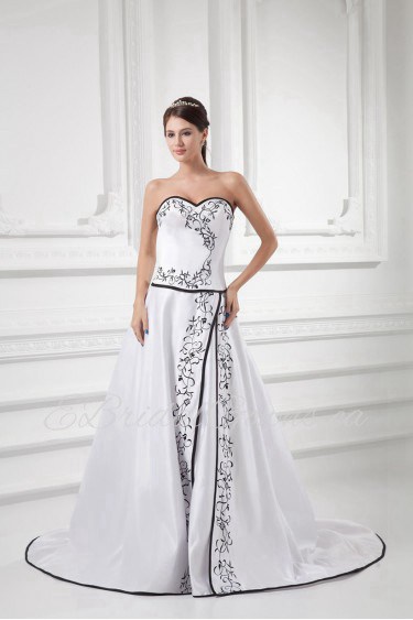 Satin Sweetheart A Line Gown with Embroidery