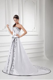 Satin Sweetheart A Line Gown with Embroidery