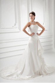 Satin Sweetheart A Line Gown with Embroidery