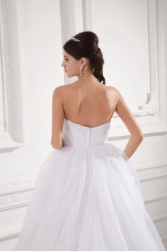 Organza Strapless A Line Gown with Embroidery