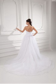 Organza Strapless A Line Gown with Embroidery