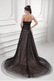 Net and Satin Sweetheart A Line Gown with Embroidery