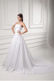 Taffeta Strapless A Line Gown with Embroidery