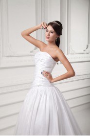 Taffeta Strapless A Line Gown with Embroidery