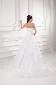 Taffeta Strapless A Line Gown with Embroidery