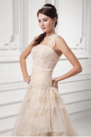 Organza Halter A Line Gown with Embroidery