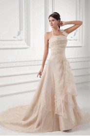 Organza Halter A Line Gown with Embroidery