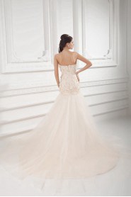 Satin and Net Sweetheart A Line Gown with Embroidery