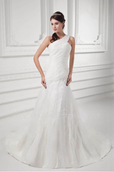 Organza One Shoulder A Line Gown