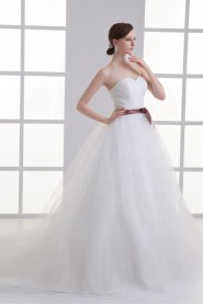 Satin and Net Sweetheart A Line Gown with Sash