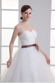 Satin and Net Sweetheart A Line Gown with Sash