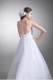 Organza and Satin Strapless A Line Gown