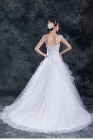 Organza A Line Gown with Embroidery