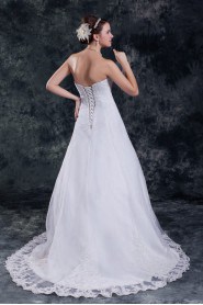 Organza Scoop A Line Gown with Embroidery