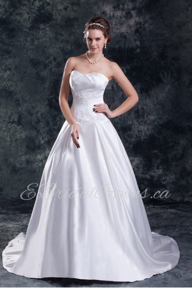 Satin Sweetheart A Line Gown with Embroidery