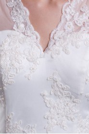 Lace V-Neck A Line Half-Sleeves Gown