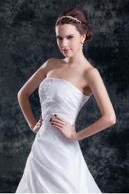 Taffeta Strapless A Line Gown with Embroidery