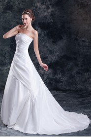 Taffeta Strapless A Line Gown with Embroidery