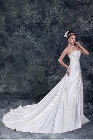 Satin Strapless A Line Gown with Embroidery