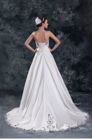 Satin Sweetheart A Line Gown with Embroidery