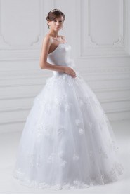 Organza and Satin Scoop A Line Gown with Embroidery