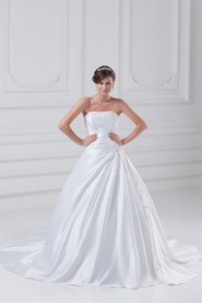 Satin Strapless A Line Gown