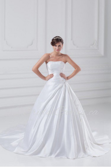 Satin Strapless A Line Gown