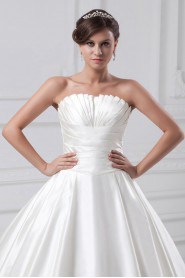 Satin A Line Gown with Directionally Ruched Bodice