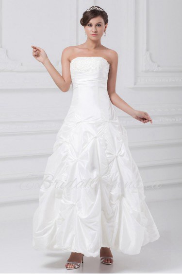 Taffeta Strapless Ankle-Length A Line Gown with Embroidery