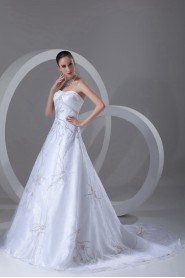 Organza Scoop A Line Gown with Embroidery